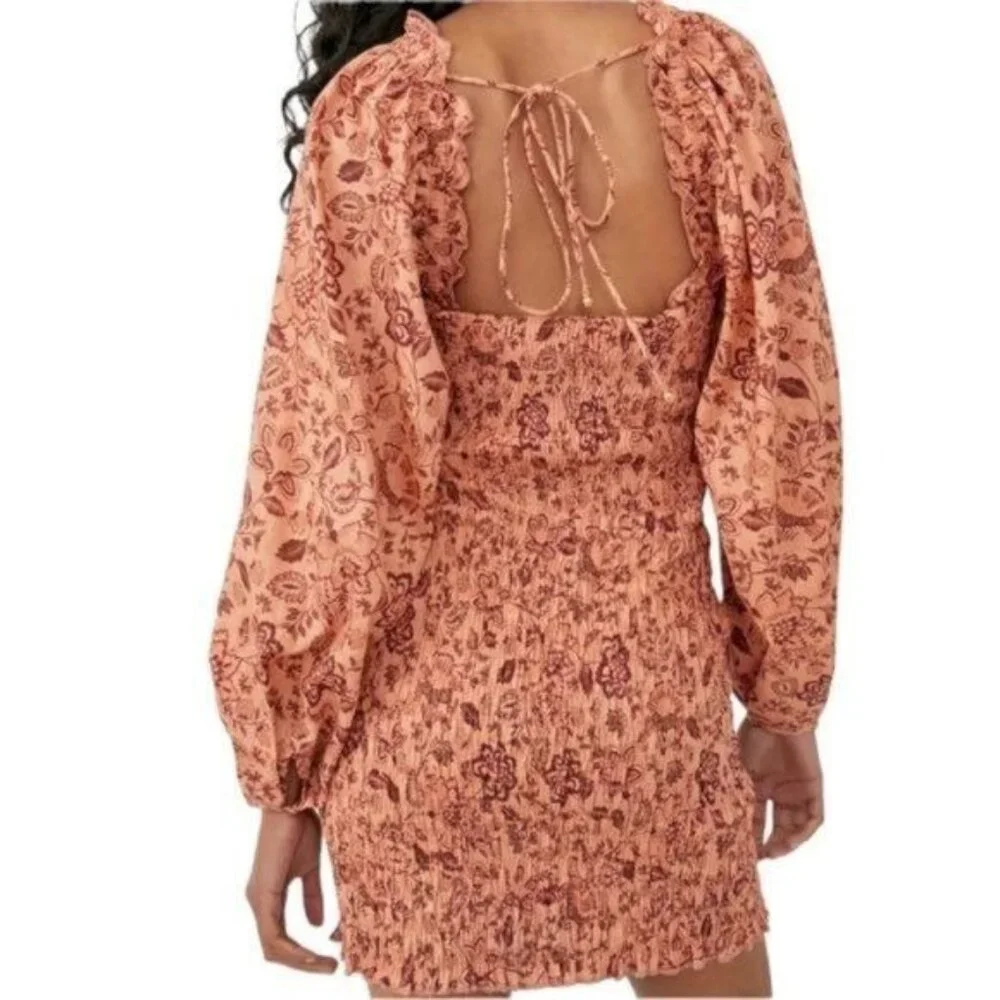 Free People Smock It To Me Floral Mini Dress Size Large NWOT